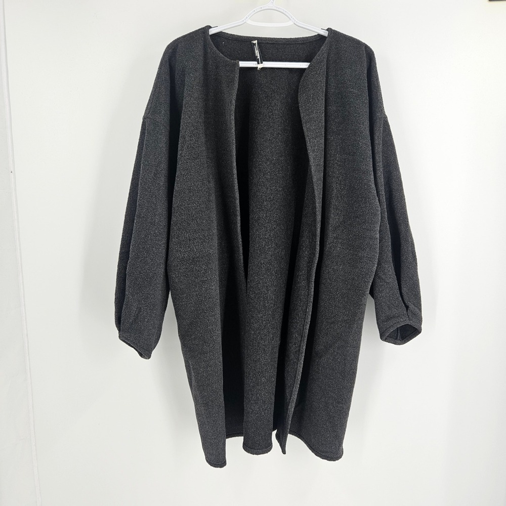 Zoran Long Cardigan Charcoal Gray Cashmere Blend Open Front Oversized Knit Sz L